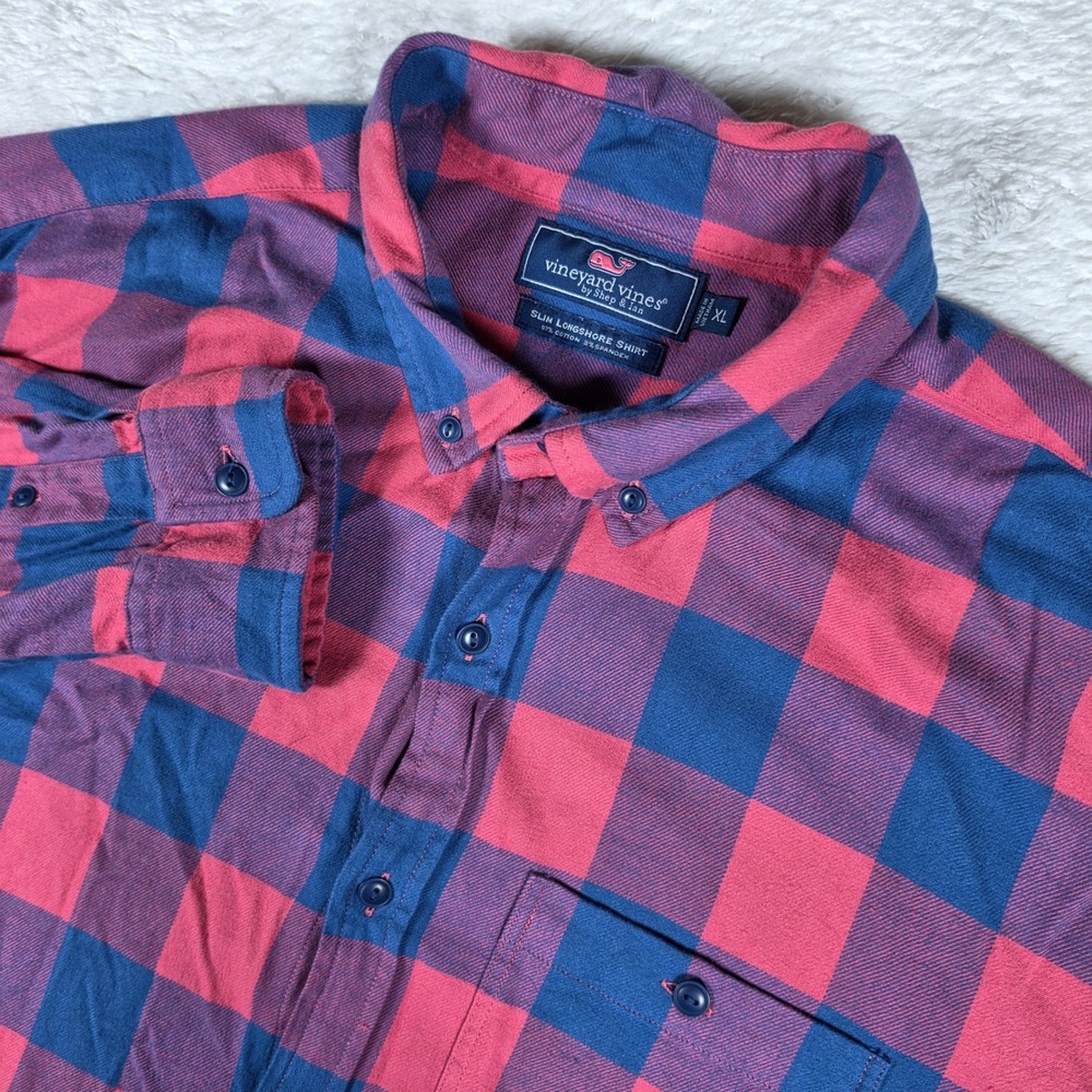 Vineyard Vines Slim Longshore Shirt Mens XL Red Blue L/S Button Up 1W010230
